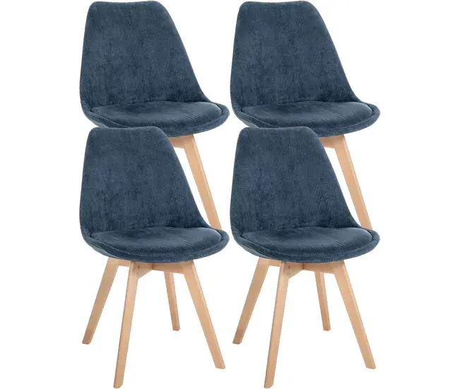Set De 4 Sillas De Comedor Linares pana Azul tenebroso 50X49X83 cm