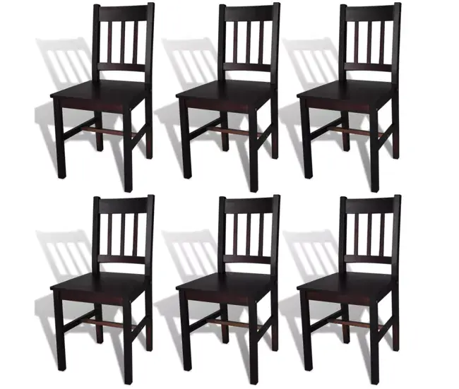 vidaXL Sillas de comedor 6 unidades madera de pino marrón opaco