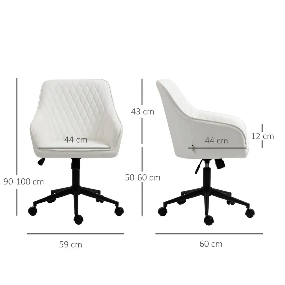 Silla de escritorio Dama Vinsetto altura ajustable blanco 90-100x59x60 cm para Teletrabajo