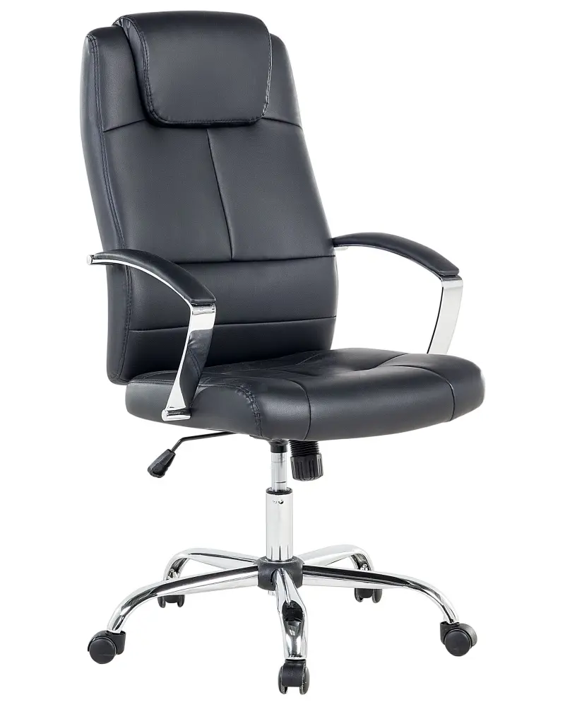 Silla de oficina giratoria en piel sintética negra WINNER