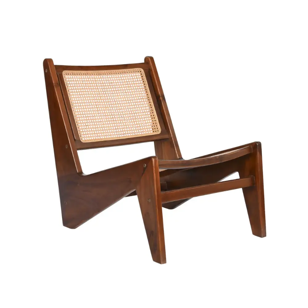 BUTACA MADERA DE TECA Y RATAN MARRON SOMBRÍO