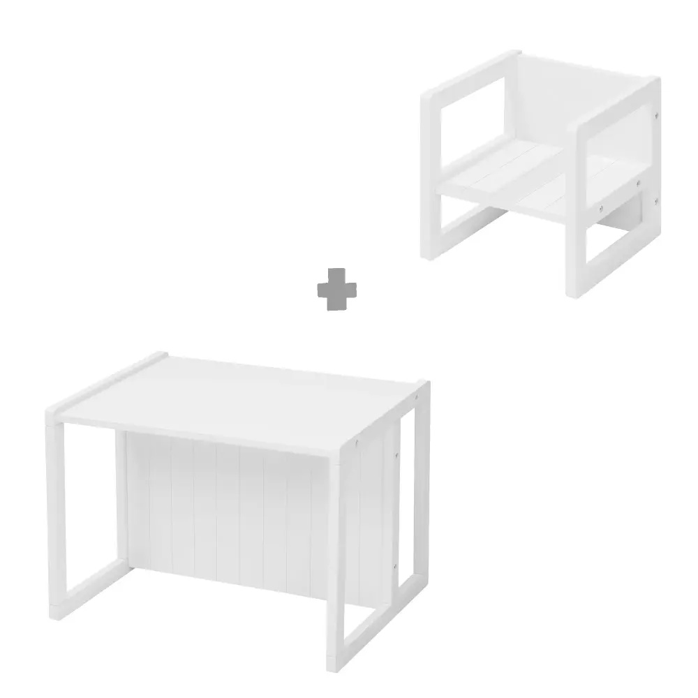 Country Style Children's Seating Group, Stool + Table, Rotating Seating Furniture Nieve