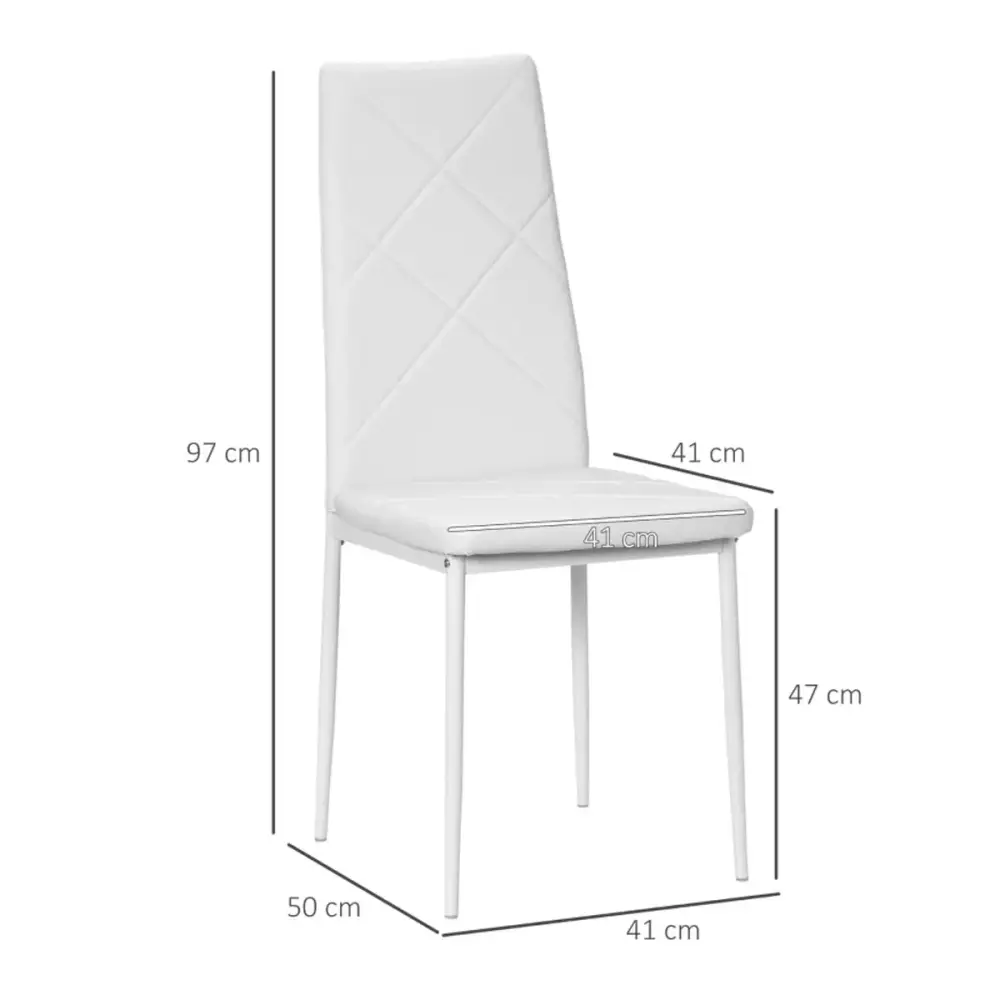 Pack de 4 sillas de comedor Alabama cuero PU blanco