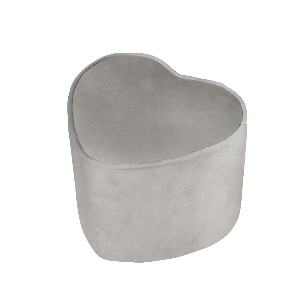 Pouf forma di cuore per bambini 'Lil Sofa', comodo poggiapiedi rivestito velluto grigio