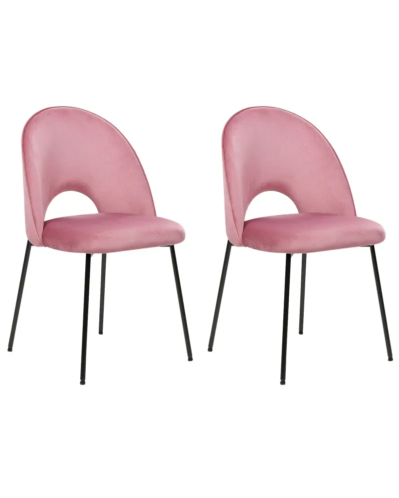 Conjunto de 2 sillas de comedor de terciopelo rosa/negro COVELO