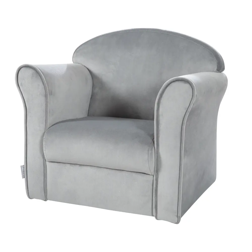 Children's Armchair 'Lil Sofa' Armrests, Comfortable Pequeño Armchair Covered Silver Grey Velvet