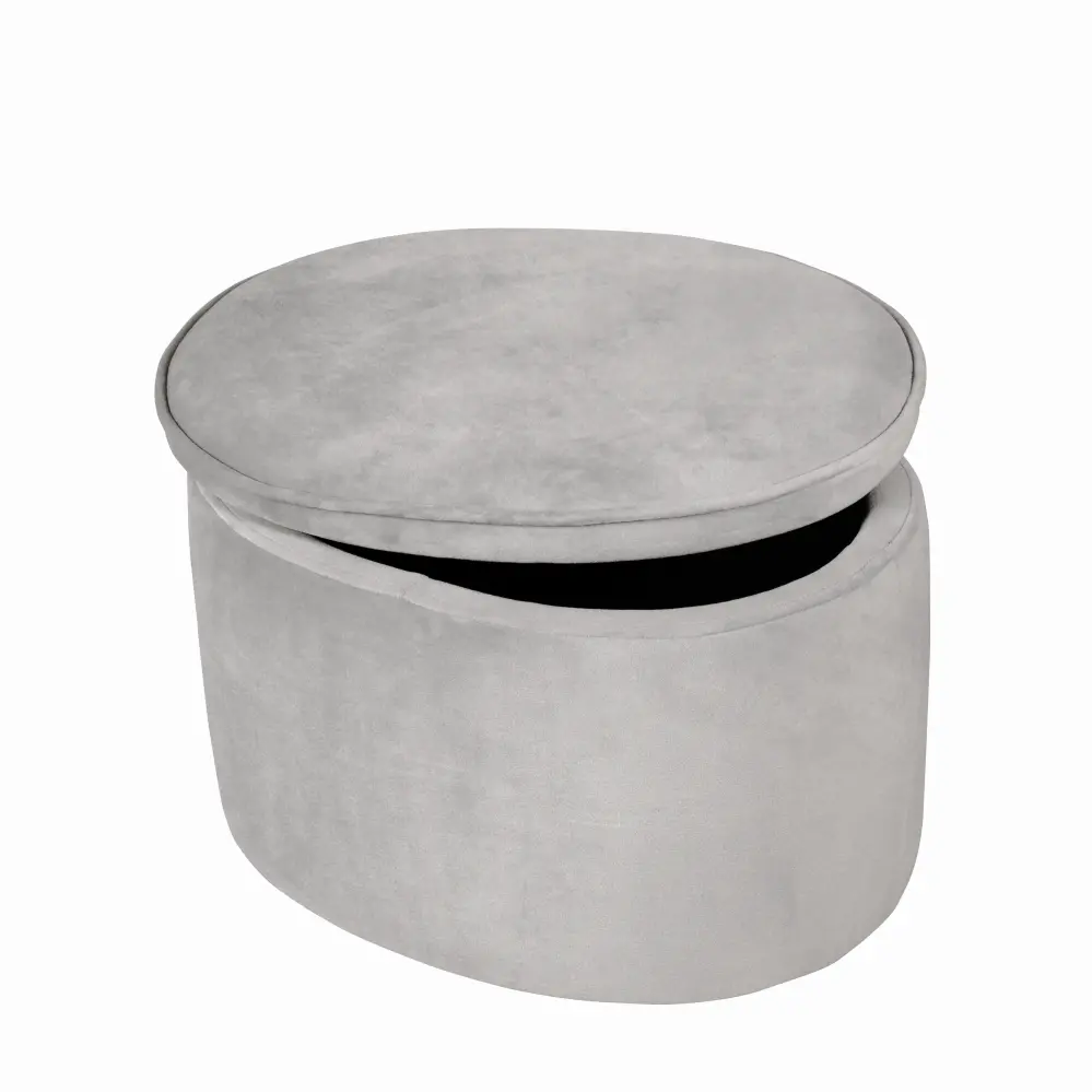 Children's Stool Storage Function 'Lil Sofa', Oval, Comfortable, Covered Grey Paño suave