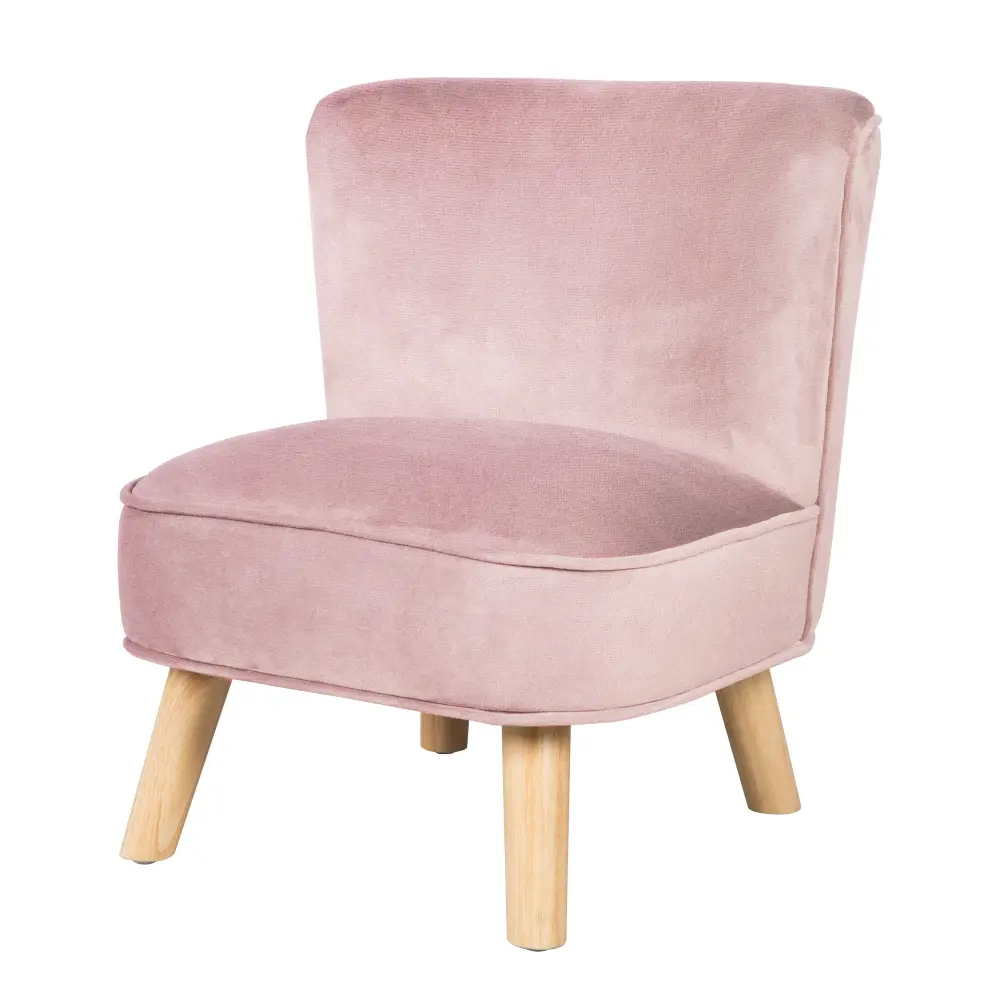 Poltroncina per bambini 'Lil Sofa', comoda poltrona con piedi legno massello e rivestimento velluto color malva