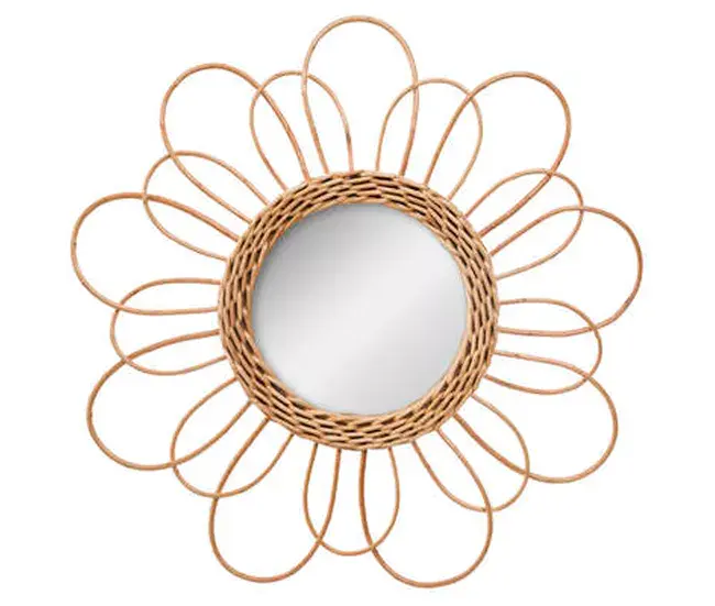 Espejo De Ratán Con Diseño De Una Flor D 38Cm D. 38 X D. 2 Cm