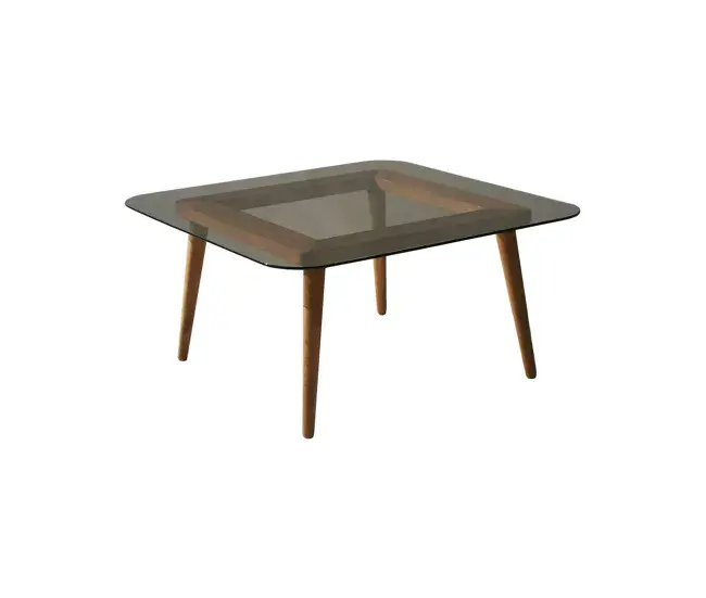 Mesa de café Dgagliol, Mesa de centro baja, Revistero para sofá, Estante de la sala de estar, 80x80h40 cm, Bronce