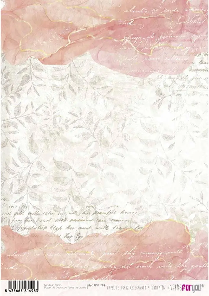 Papel arroz Papers you 30x21cm PFY11498 Celebrando mi comunion Caligrafí Elegante