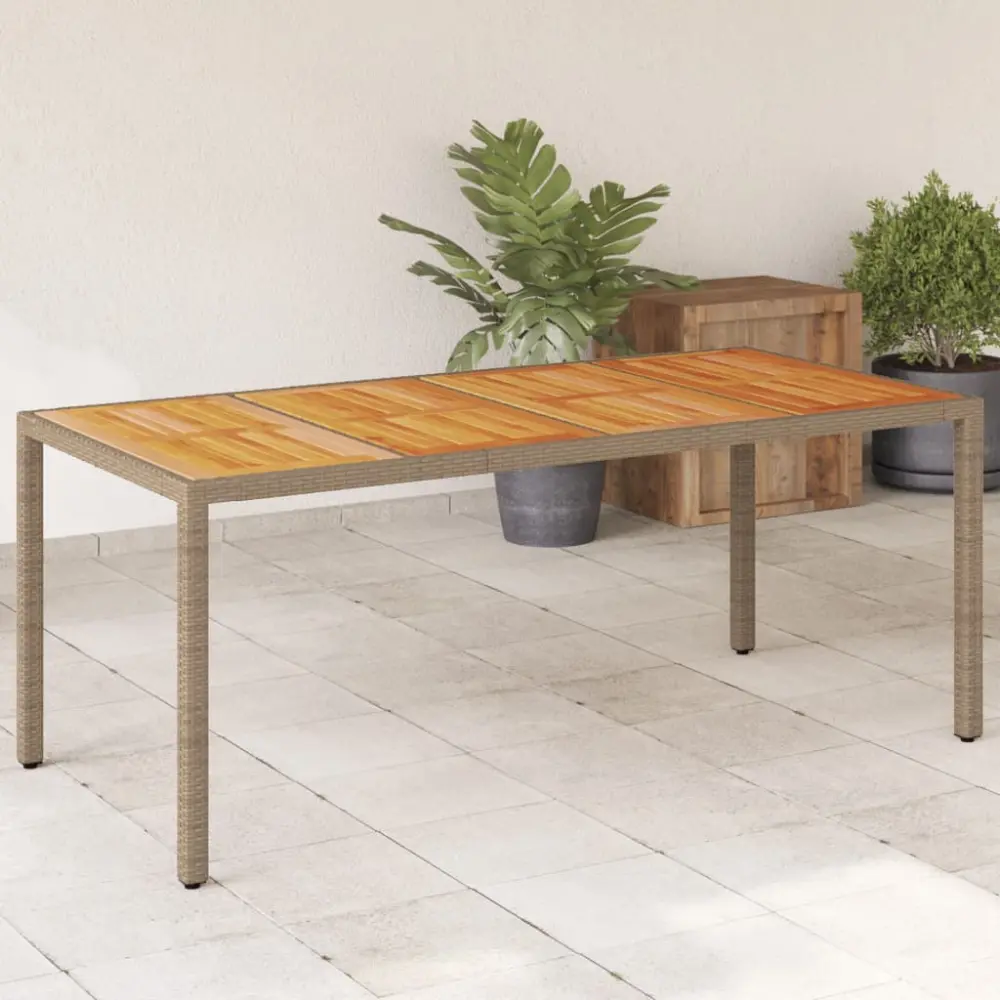 Garden table Felvarin | Acacia Nova and Poly Rattan