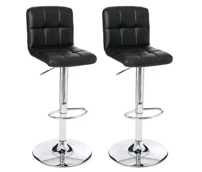 Conjunto De 2 Taburetes De Bar Delek, Color Negro. Construido en poliuretano. Dimensiones L. 44,5 x P. 54 x H. 90 cm. | En...
