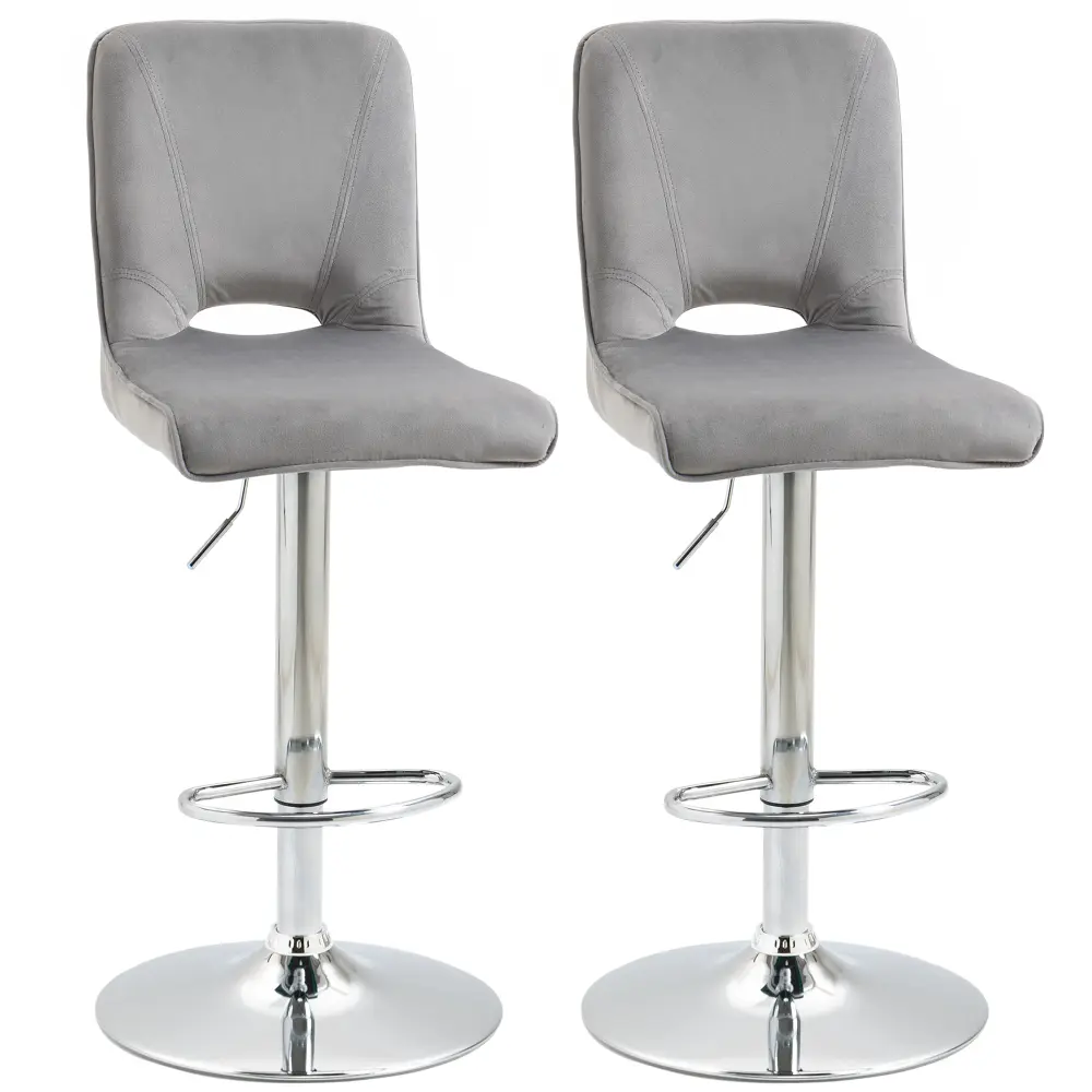 Mesa de Centro Bar Conjunto de 2 taburetes de bar poliéster, metálico, espuma color gris