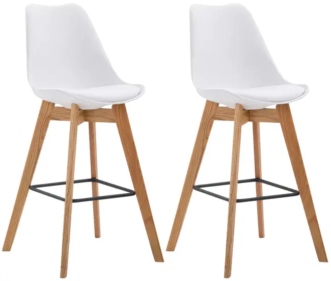 Set De 2 Taburetes De Bar Metz Con Asiento En Polipropileno 48x56x112cm con Almacenamiento para Copas