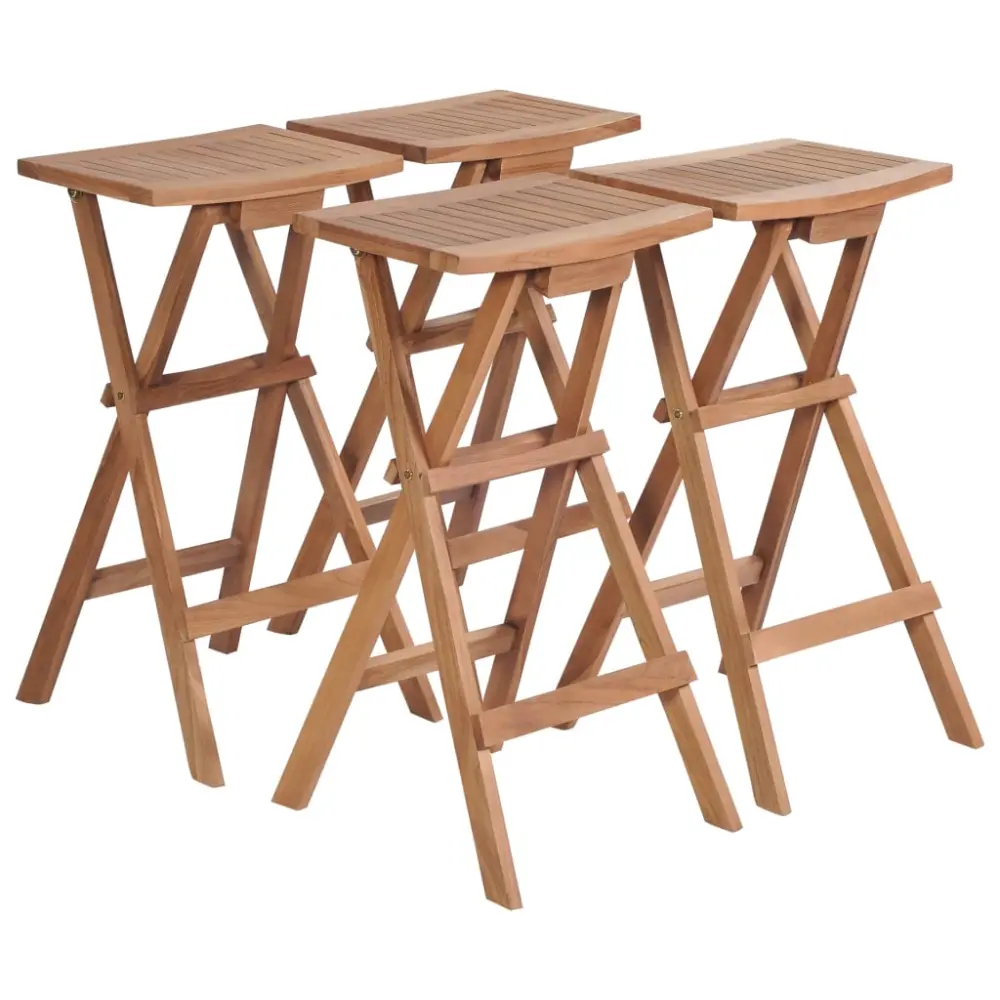 vidaXL taburetes plegables de cocina 4 unidades madera de teca maciza con Funda Desenfundable