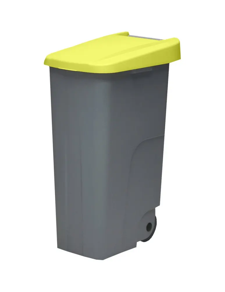 110 l - tapa cerrada | amarillo | contenedor de basura denox 65, 85 y 110 de Acero Inoxidable
