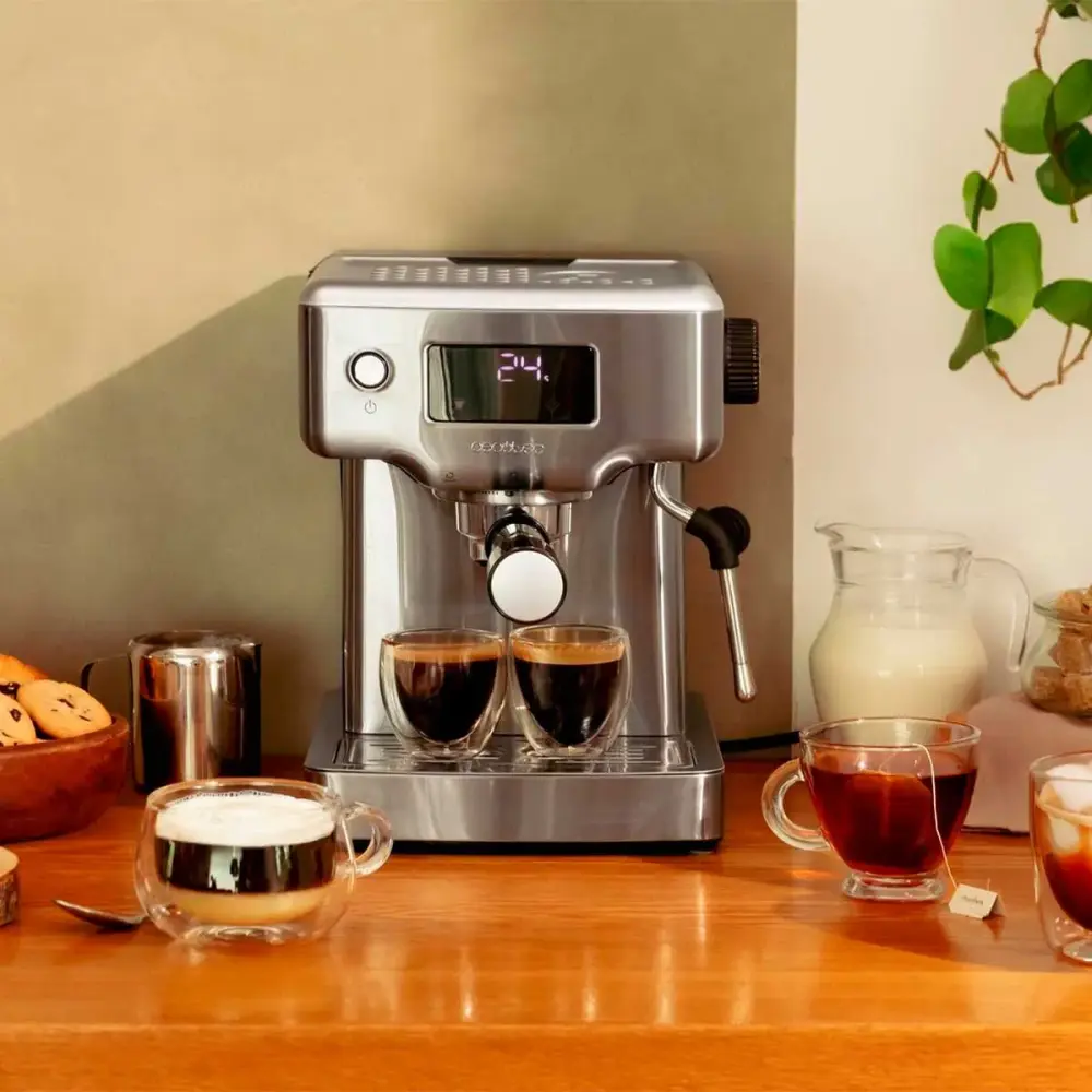 Cafetera Cecotec Power Espresso 20 Barista Pequeño 1465W 1,8L 20 bares inox con Jarra de Vidrio