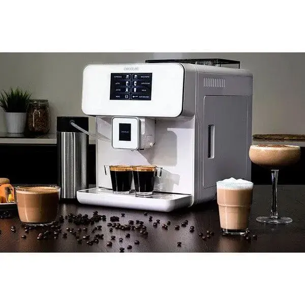 Cafetera Power Matic-ccino 8000 serie Bianca Cecotec 1500 W con tanque de leche Fácil de Limpiar
