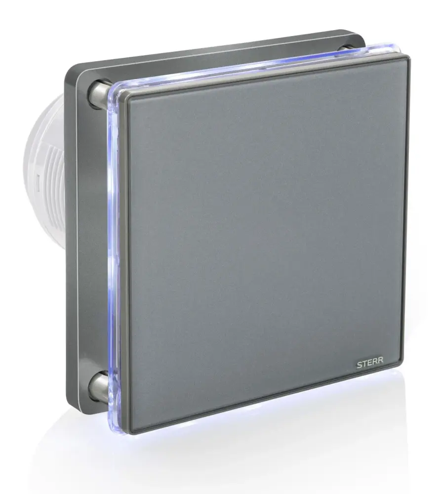 STERR BFS100LT-G - 100 mm Extractor de Baño, LED + Temporizador, 90 m³/h, Gris