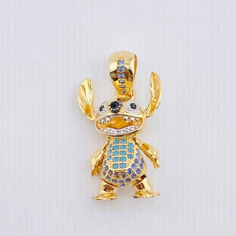 Dije Monstruo 626 5.4gr / 3cm / Dos Oros Amarillo Blanco 18K Oro