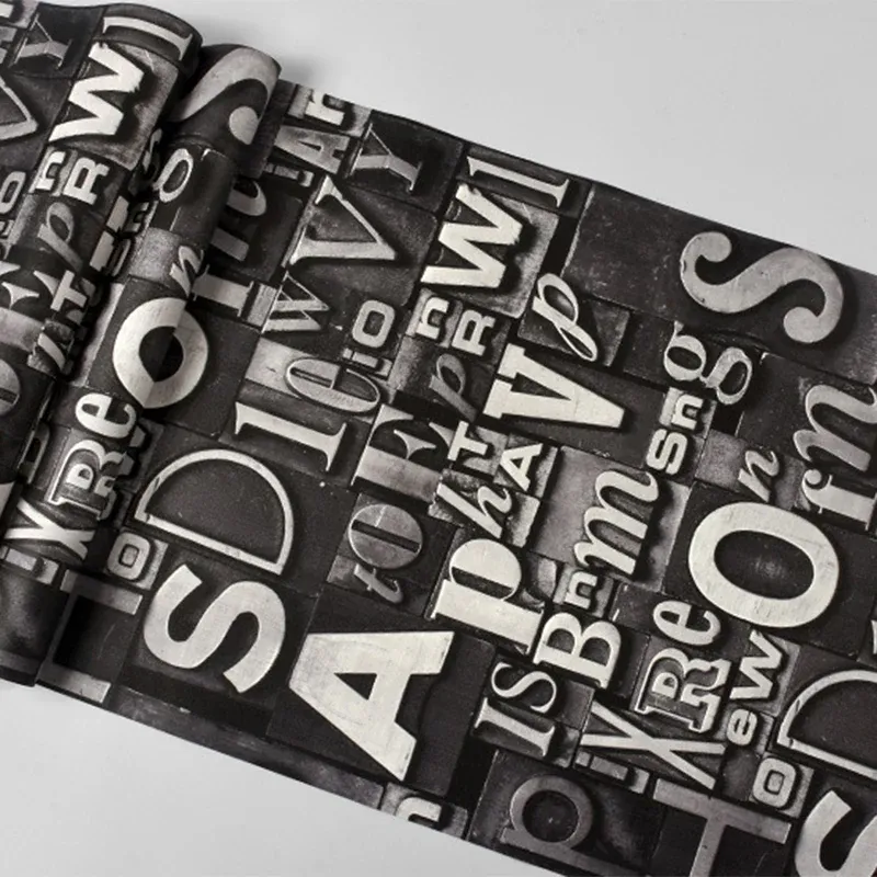 Donkerbruin clásico 3D-effect Engelse letters van onregelmatige patronen behang, niet-geplakt, 20,5 x 31ft