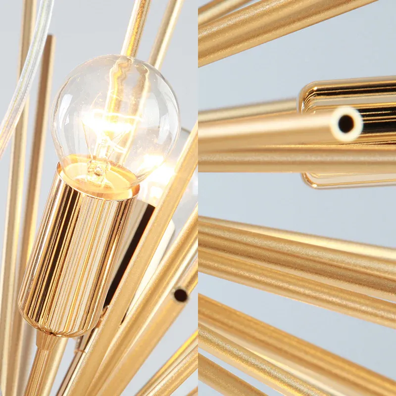 Lámpara colgante de arañ Sputnik de 20,5 "/22,5" de diámetro, lámpara colgante moderna de Acero LED dorada Oro