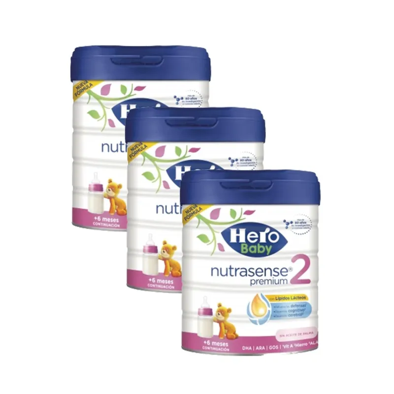 Pack 3 x Preferente Leche 2 Para Bebés de hasta 12 meses 800gr. Hero Baby