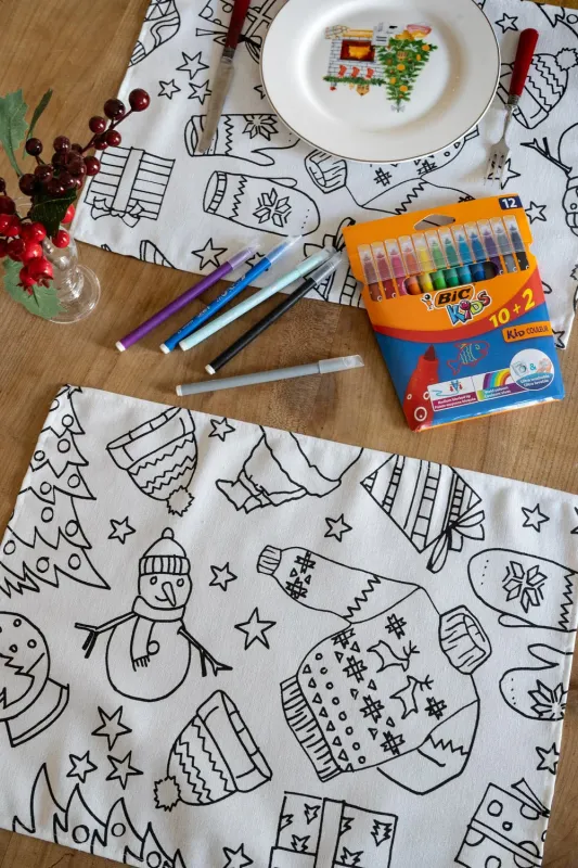 Set 2 Individuales Coloreables Infantiles Con Motivos Navideños