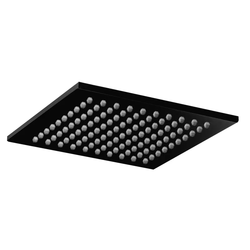Soffione de ducha anticalcáreo 20x20 cm Paffoni Syncro con articulación de acero Negro Mate