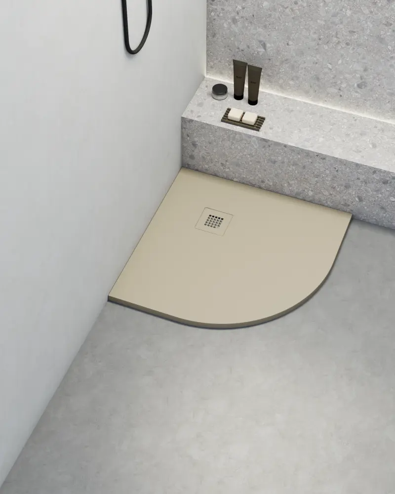 Algodón Egipcio Premium Plato de ducha poaLGi - 80x80 cm semicircular - perla - extraplano