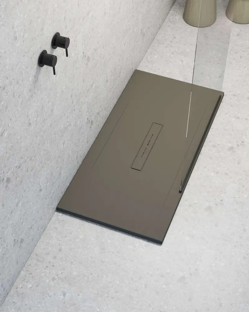 Bambú Ecológico Suave Plato de ducha poalgi - 80x100 cm - tundra - serie clay - extraplano
