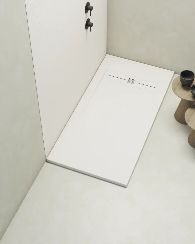 Bambú Ecológico Suave Plato de ducha poalgi - 70x100 cm - blanco - serie gneis - extraplano