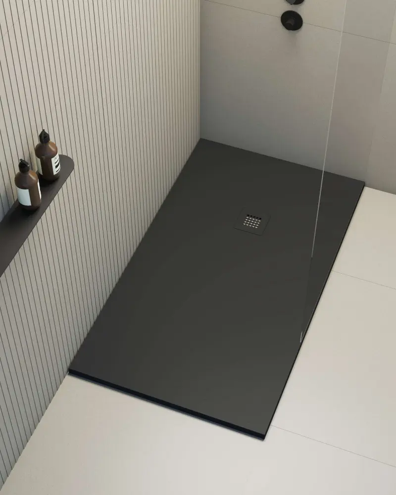 Plato de ducha poaLGi - 100x200 cm - negro - extraplano, antideslizante en Blanco Hueso