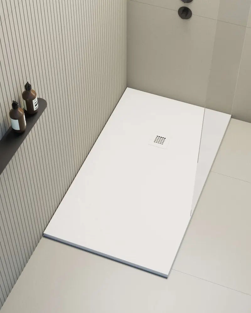 Plato de ducha poaLGi - 75x90 cm - blanco - extraplano, antideslizante para Uso Diario