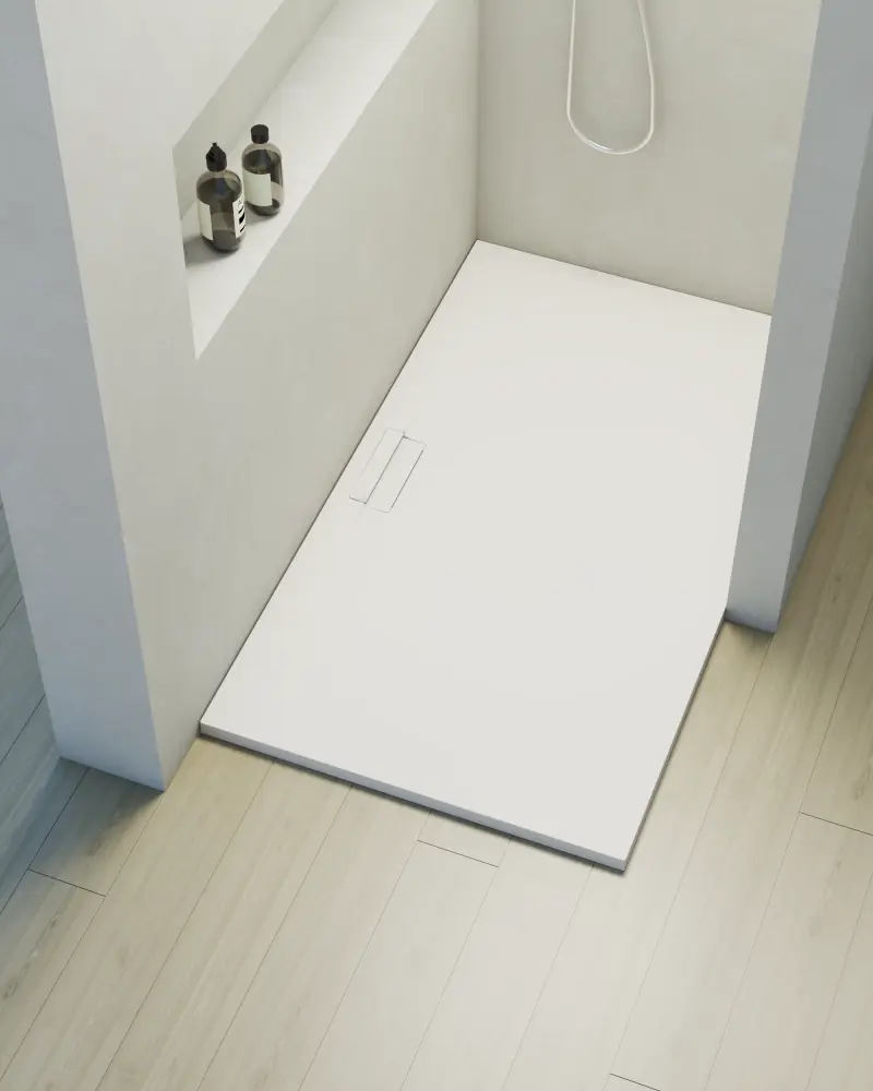 Toalla de Baño de Algodón Plato de ducha poalgi - 90x120 cm - blanco - serie shile - extraplano