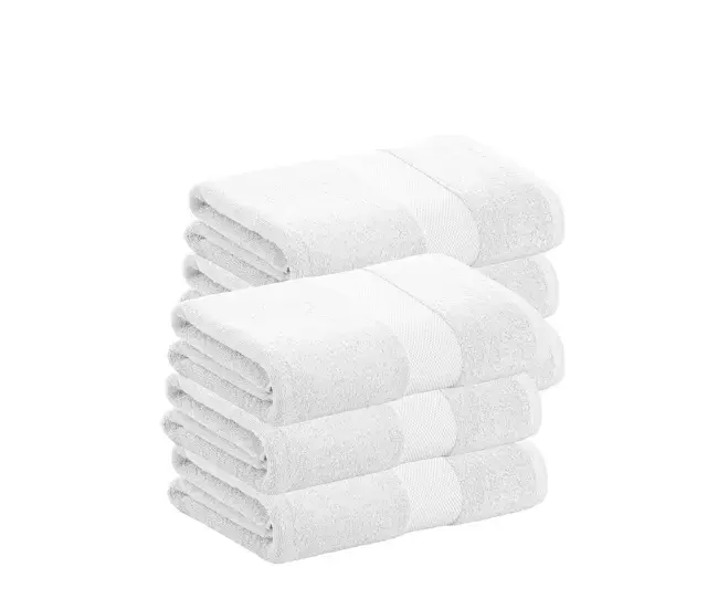 Bambú Ecológico Suave Pack 6 Toallas Blanco Lavabo de Algodón Donegal 50x100 cm Algodón 100% de 500gr/m2 de Calidad co...