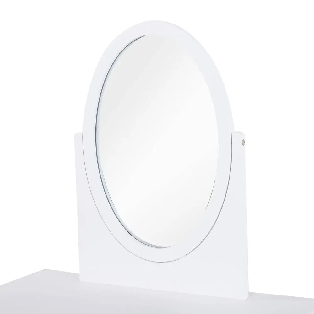 Silla Regulable Tocador infantil Belha Homcom con espejo + 2 cajones blanco/rosa 136x69x49 cm
