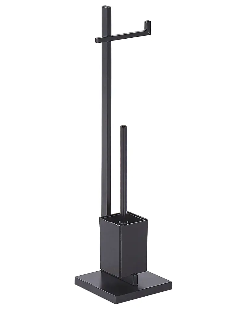 Freestanding Toilet Paper and Brush Holder Black ULAPES