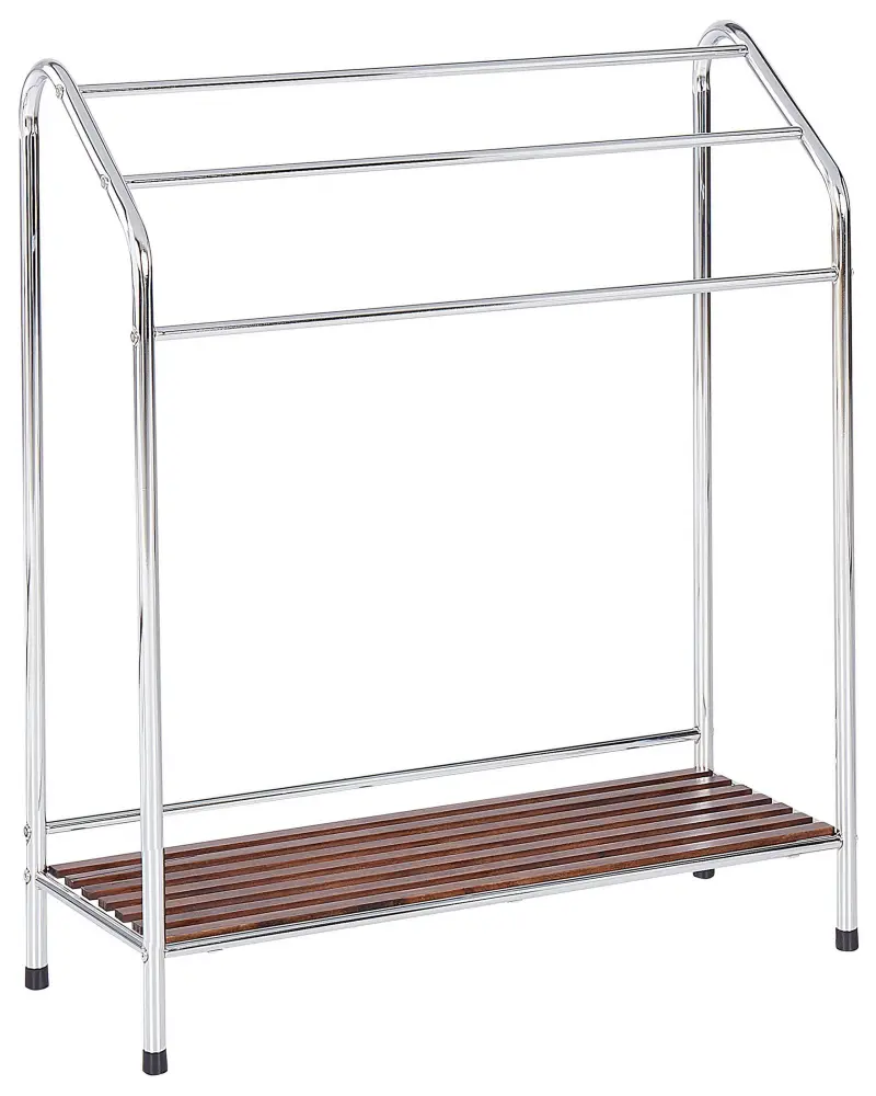 Towel Stand Shelf 72 x 85 cm Silver and Dark Wood MURIVA