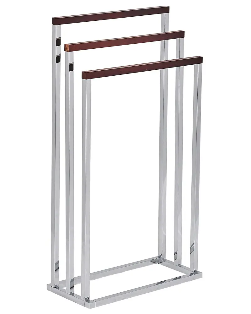 Towel Stand 45 x 84 cm Silver and Dark Wood CHARRAS
