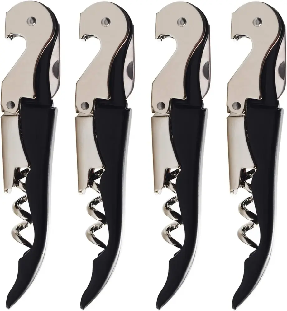 Sacacorchos de camarero cromado resistente con cortador de aluminio, abridor de botellas negro para vino y cerveza.