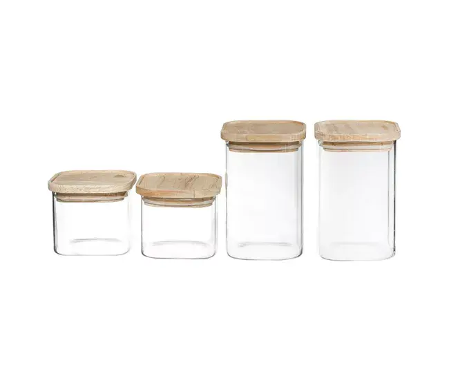Set de 4 Botes Secret de Gourmet Cocina Apilable Vidrio