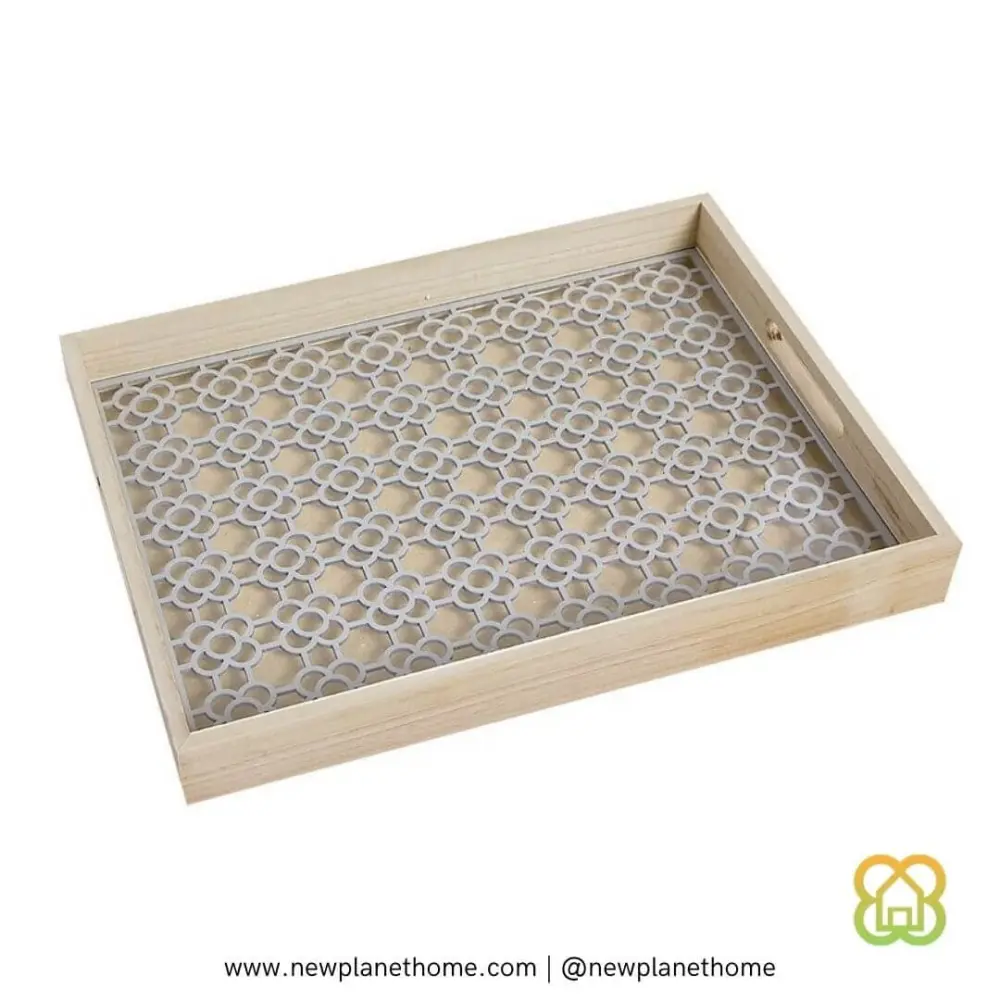 Bandeja de madera con base de cristal Panot