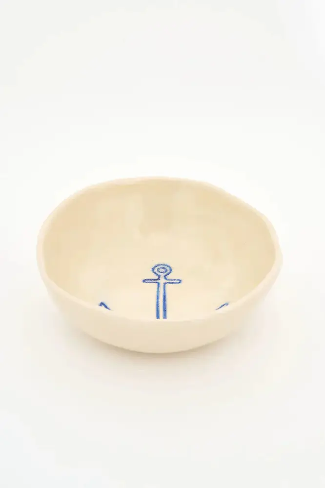 Bol de gres con detalle de ancla azul
