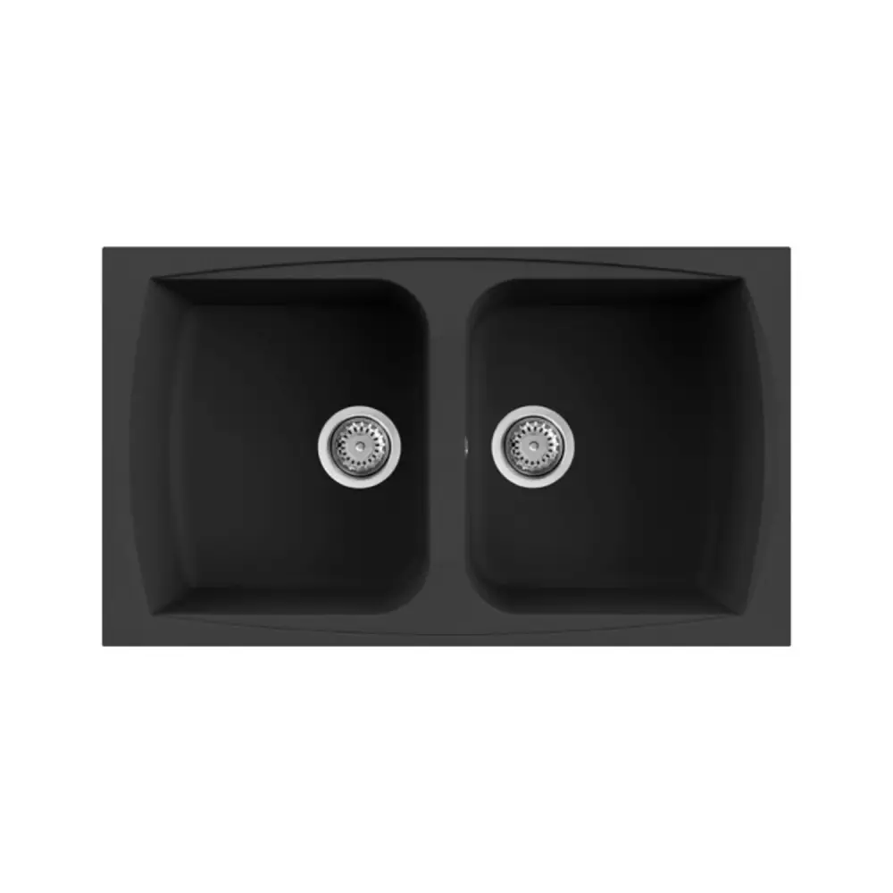 Lavello cucina incasso reversibile granitek con due vasche 86x50 cm - Nero