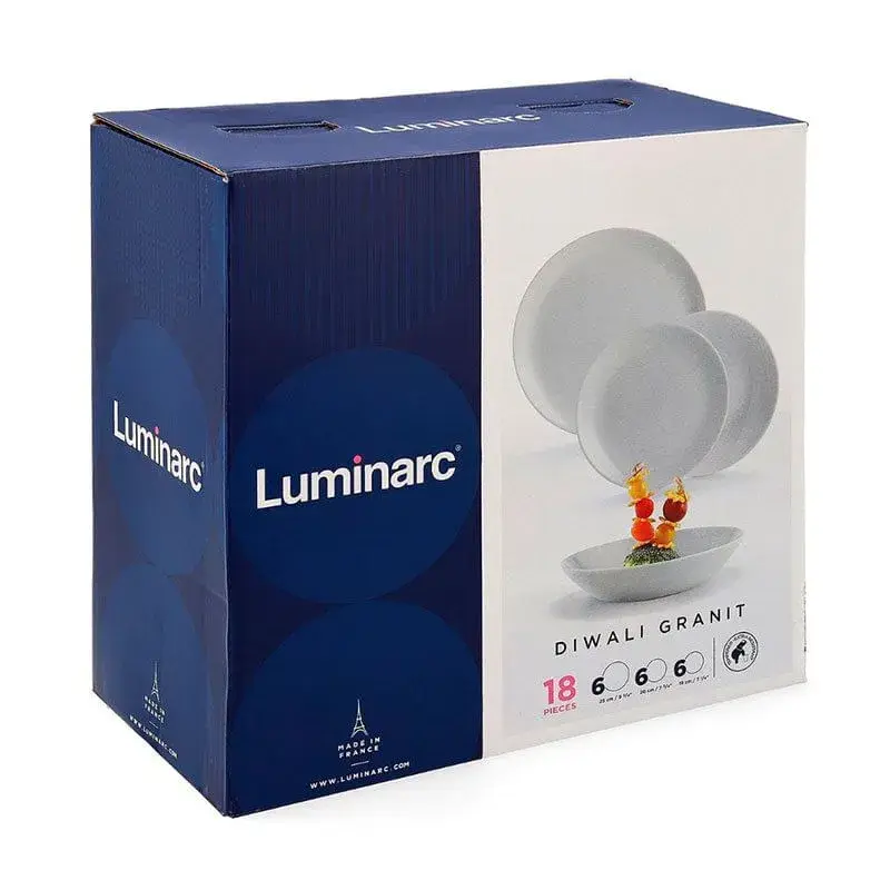 Vajilla Diwali Granit Luminarc 18 piezas 6 servicios opal con Base de Mármol