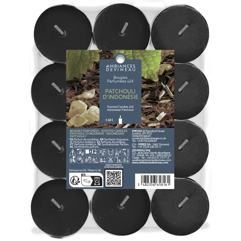 Velas d eté Patchouli de Indonesia 24 velas Ambiances Devineau