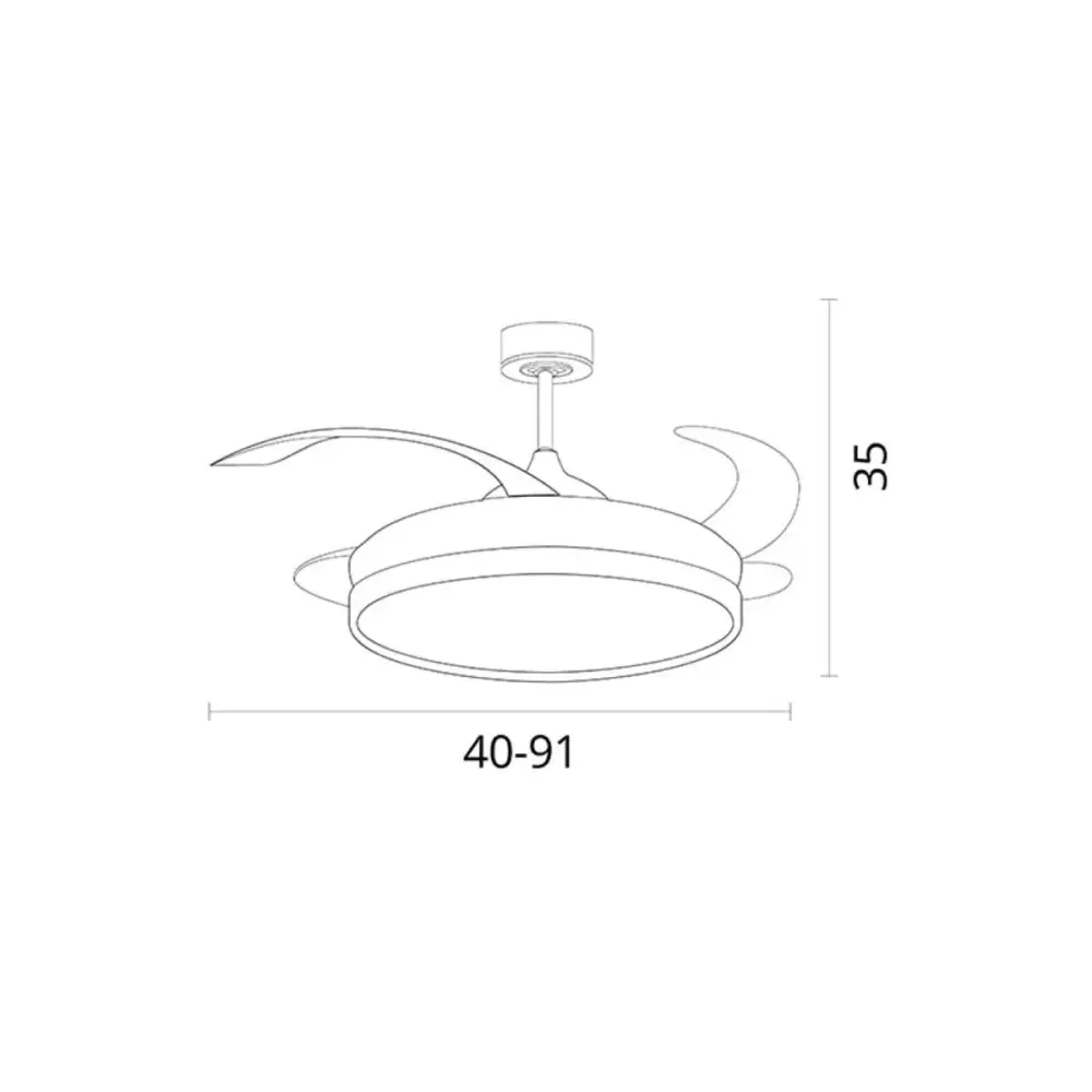 Ventilador con Mando Ventilador de techo Kigali Compacto Bel Air 48W 4 aspas retráctiles Ø91 cm