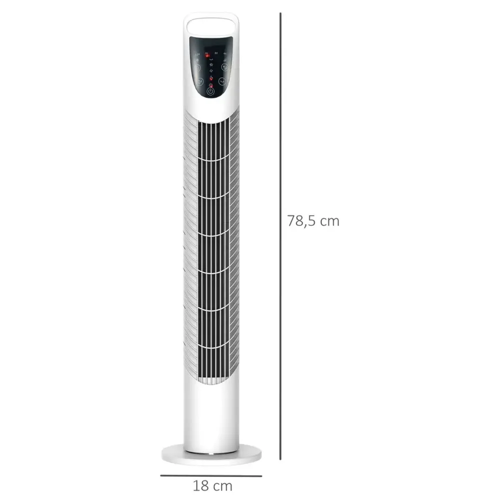 Oscilante de Pared y Techo Ventilador de torre Jose Homcom 40W oscilante + 3 velocidades + control remoto blanco 78,5 cm